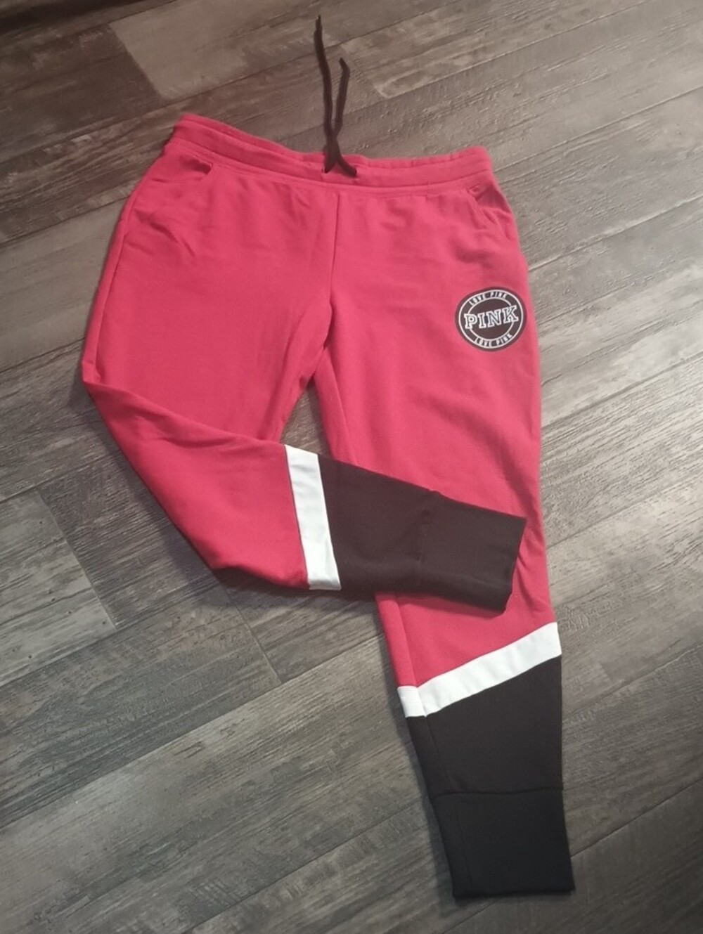 PINK Victoria's Secret Red & Black Colorblock Jogger Pants
